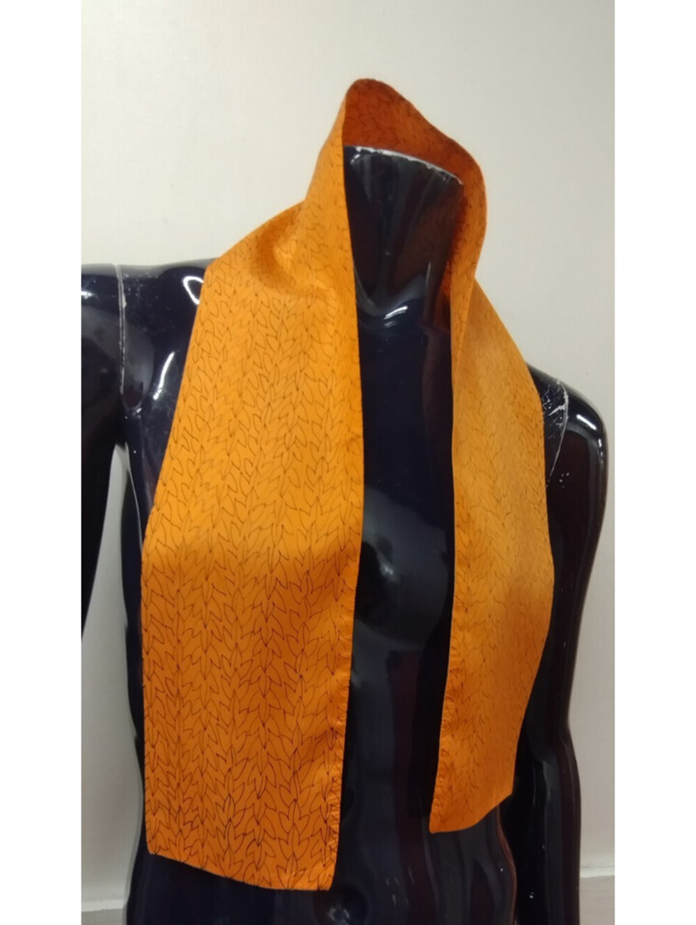 Vintage 1960s Pumpkin Orange Silk Scarf Leafs Fall Look CAN BE PLACEMAT DECOR